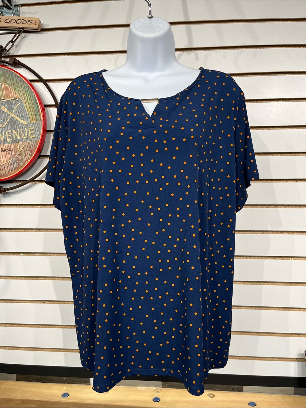 Liz Claiborne navy dotted blouse size XXL - Picture 2 of 7